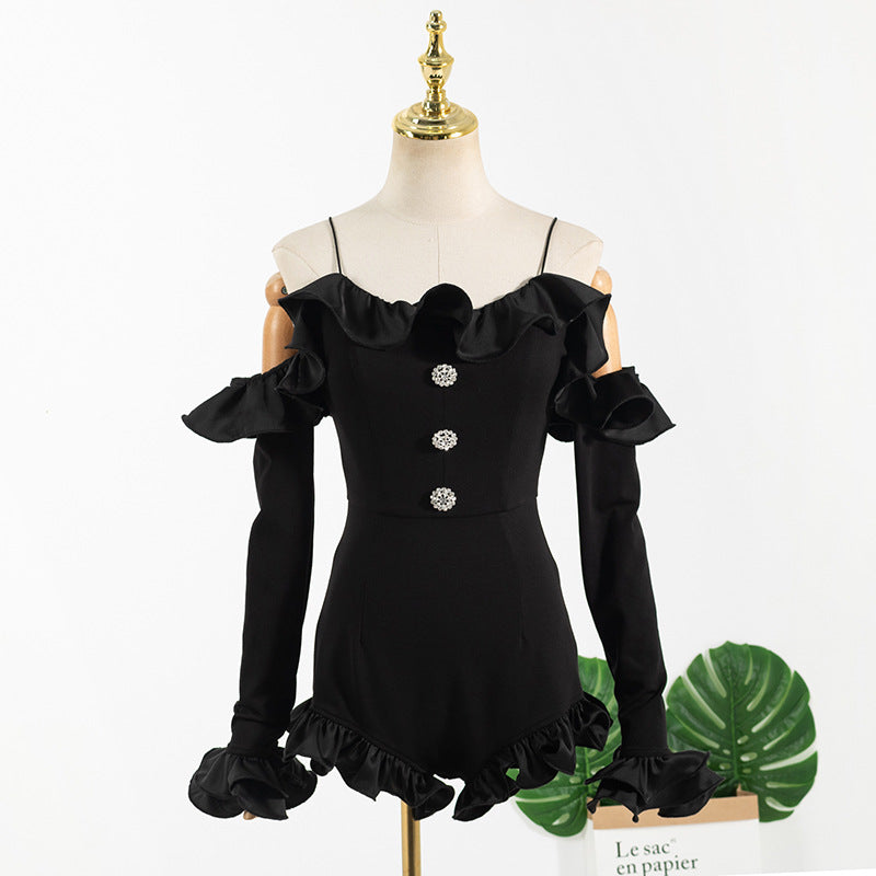 Ruffled shoulder jumpsuit