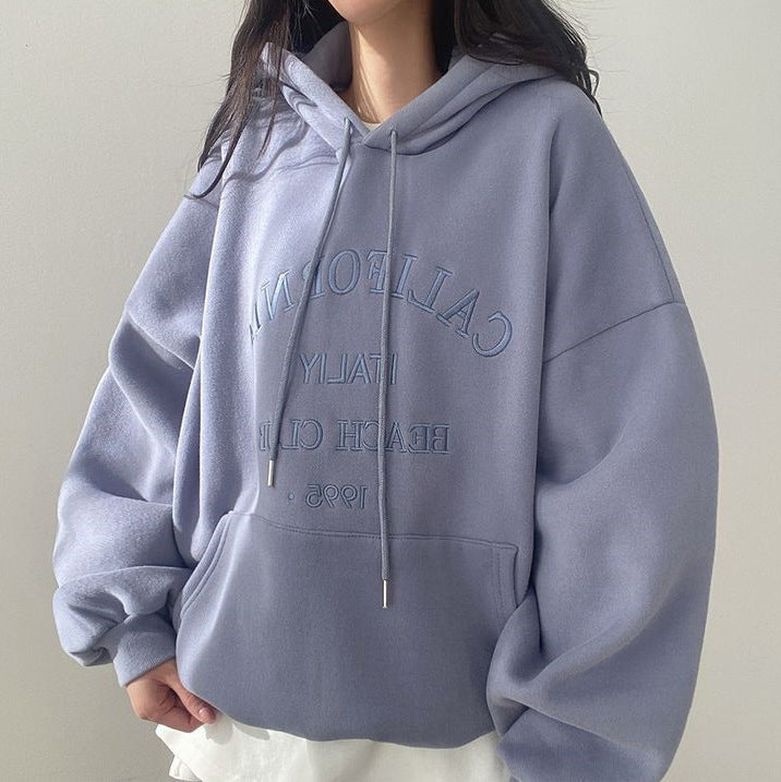 Women's Oversized Casual Embroidered Pullover Sweatshirt