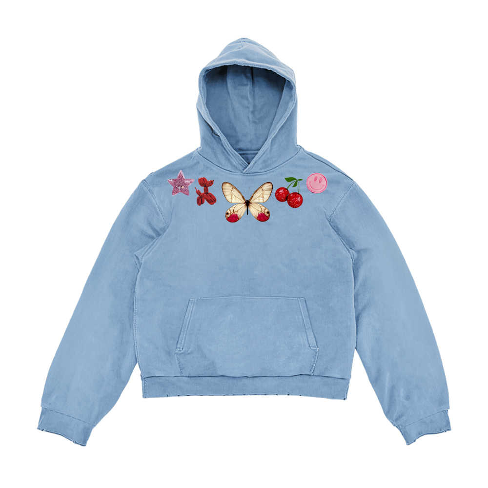 Chic Butterfly Print Hooded Streetwear Sweatshirt