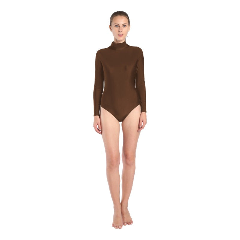 Women's Short Small Turtleneck Dancing Dress Back Zipper Tights