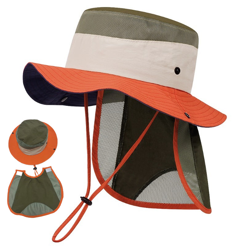 Toddler Sun Hat with Patchwork Design and Detachable Shawl