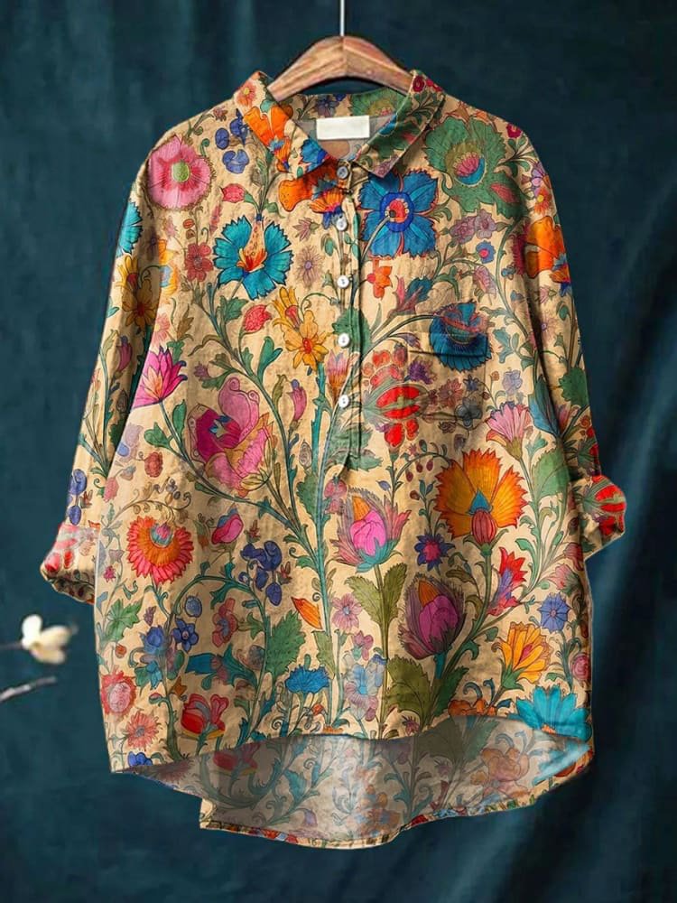 Casual Long Sleeve Shirt Animal Print