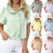 Striped Casual Yarn-Dyed Shirt For Women