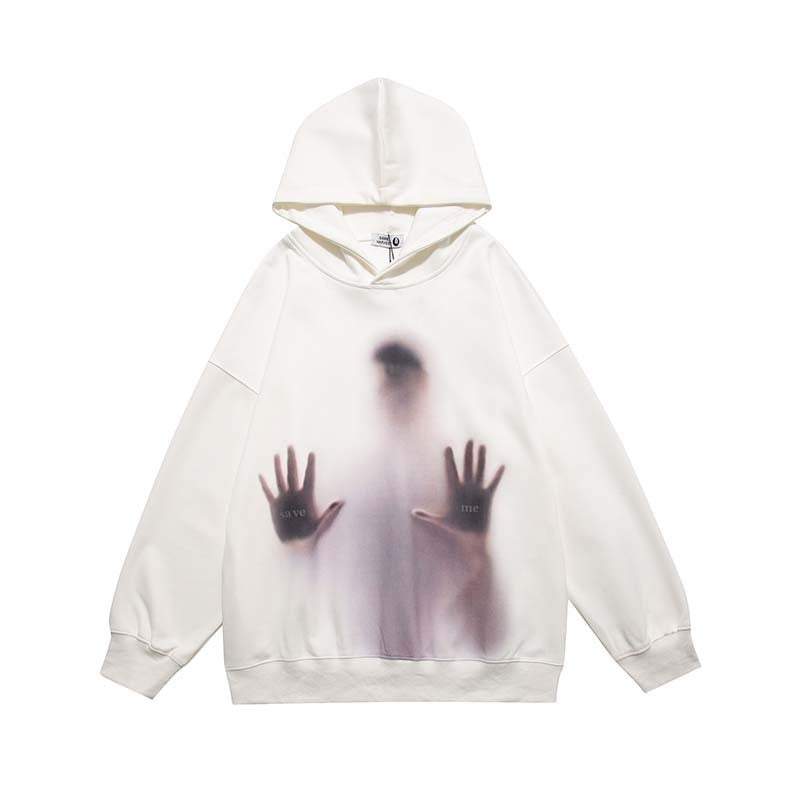 Men's Abstract Print Cotton Hooded Sweatshirt