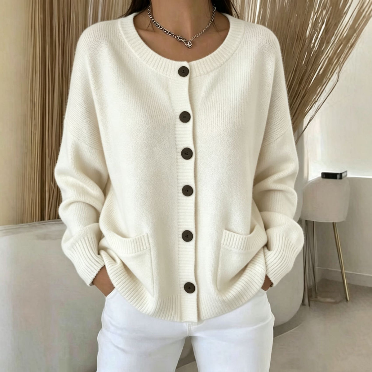 Womens Solid-color Knitted Cardigan Sweater Coat