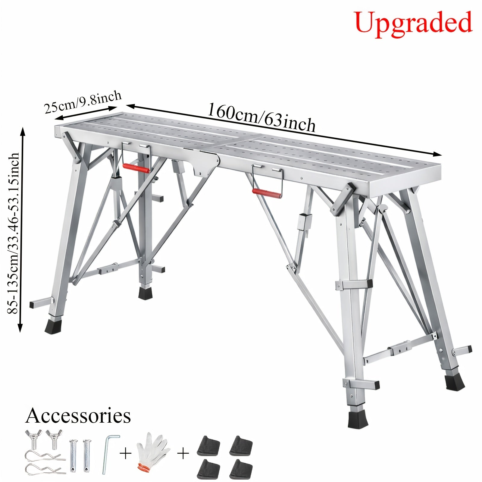 Heavy-Duty Foldable Workbench with Adjustable Height and Railing