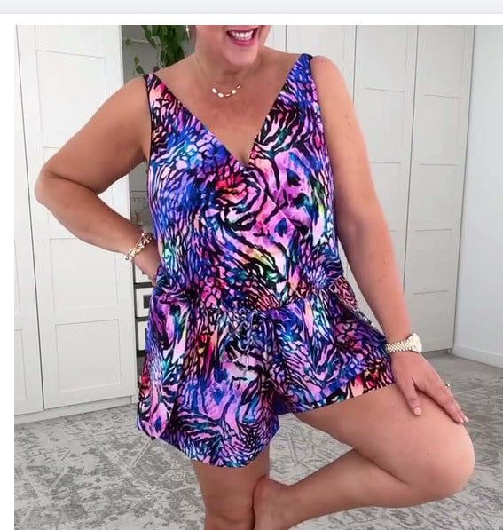 Chic Printed One-Piece Swimsuit for Beach & Pool