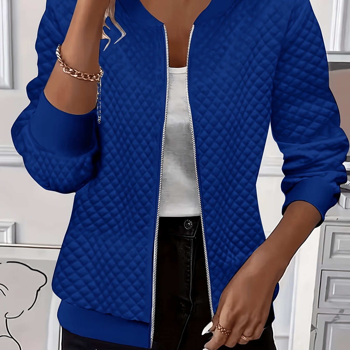 Plus Size Women's Long Sleeve Zipper Sweatshirt Jacket