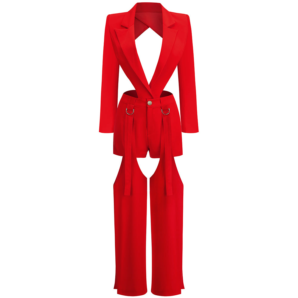 Chic High-Waist Hollow-Out Fashion Trousers