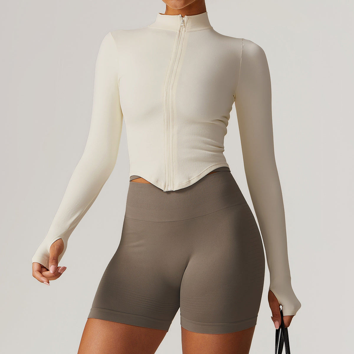 Stand Collar Long-sleeve Zipper Yoga Coat For Women