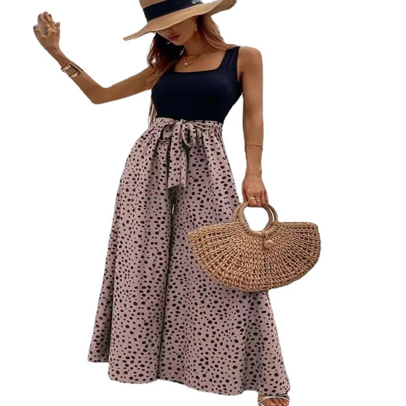 Women's Fashion Camisole Belt Jumpsuit