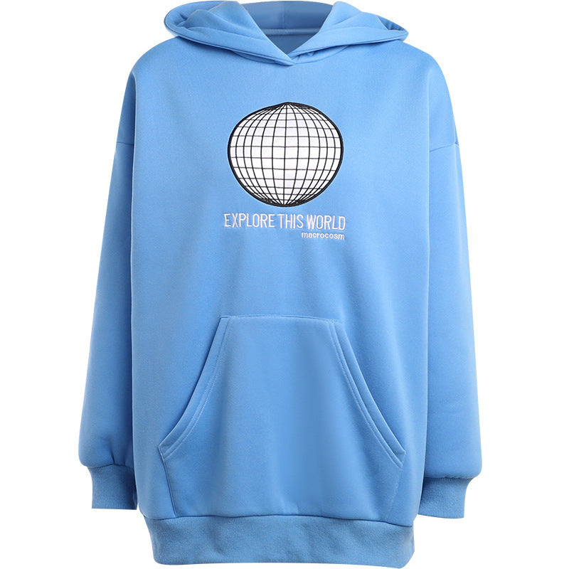 Cozy Loose Letter Embroidered Pullover Hoodie
