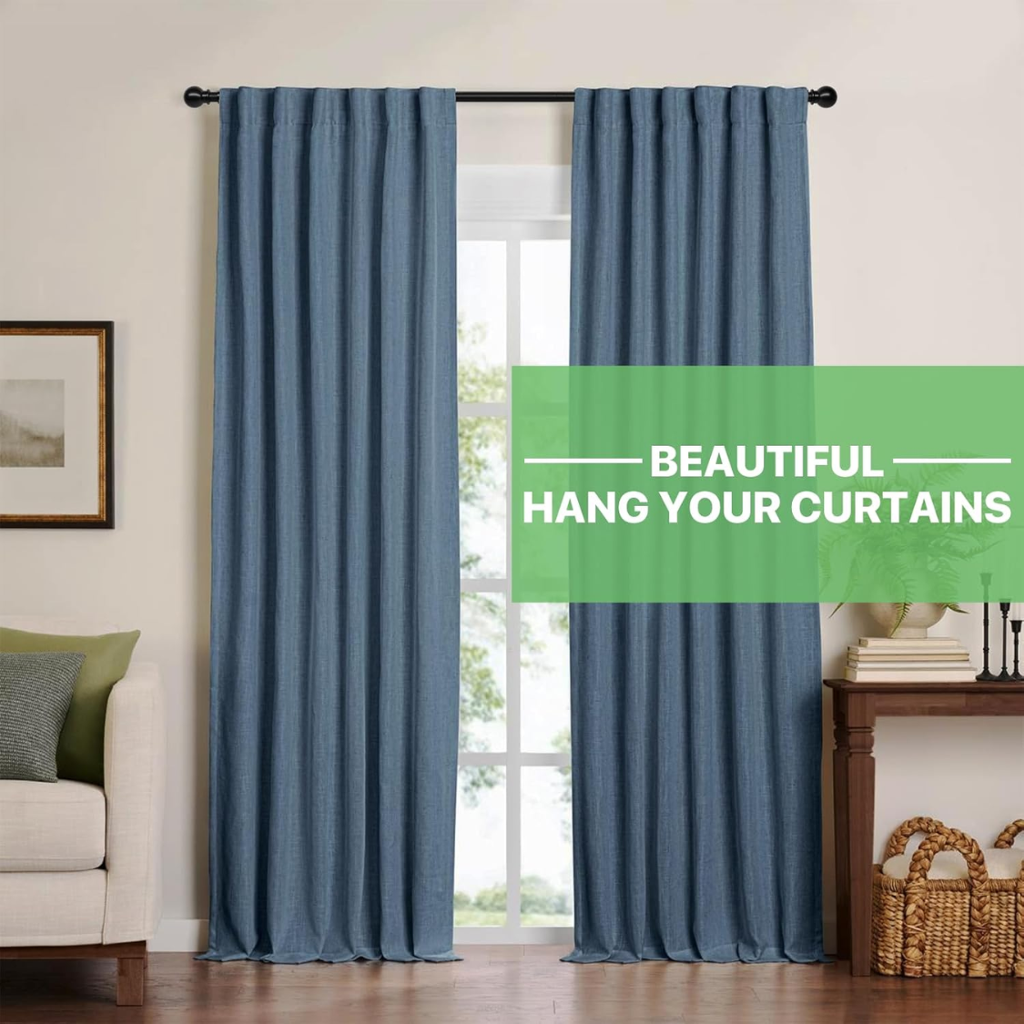 Curtain Rods for Windows 28 to 48 Inch, Black Curtain Rod Set with Brackets, Splicing Adjustable Metal Drapery Rod for Bedroom, Kitchen, Living Room, Matte Black