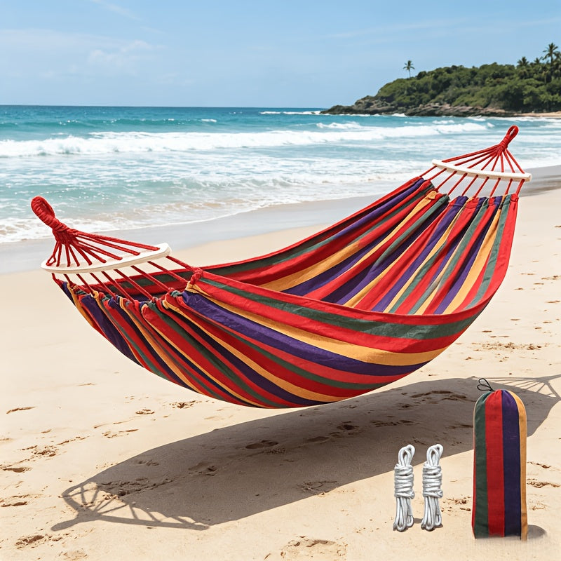 1pc Outdoor Patio Hammock, Made of Extra-large, Thickened, Wear-resistant, and Breathable Fabric, Comes with Two Reinforced Ropes. Suitable for Outdoor Patios, Leisure, Camping Parties, Team-building, and Naps. The Patio Hammock Provides Users