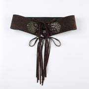 Retro Brown Tassel Belt for Women