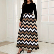 Autumn Arrival Elegant Round-neck Mid-length Printed Dress