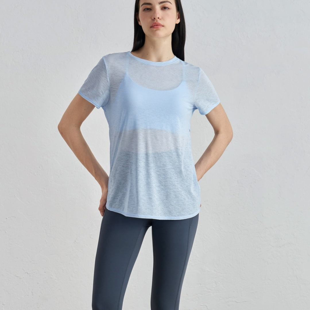 Thin Long Sleeve Loose Breathable Yoga Blouse Hollow-out Beauty Back Cross Hem Yoga Clothes