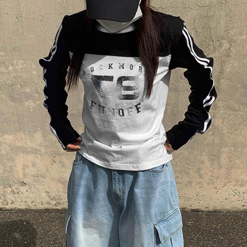 Chic Colorblock Striped Stand Collar Streetwear Sweatshirt