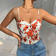 Retro Print Slim-Fit Camisole Jumpsuit