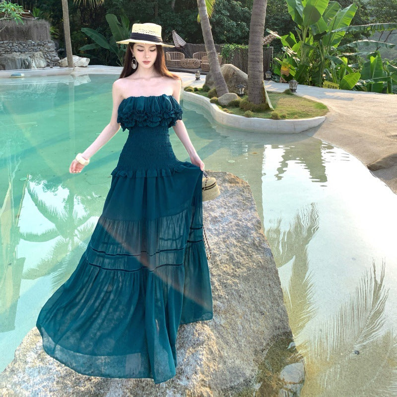 Ruffled Strapless Dress for Women