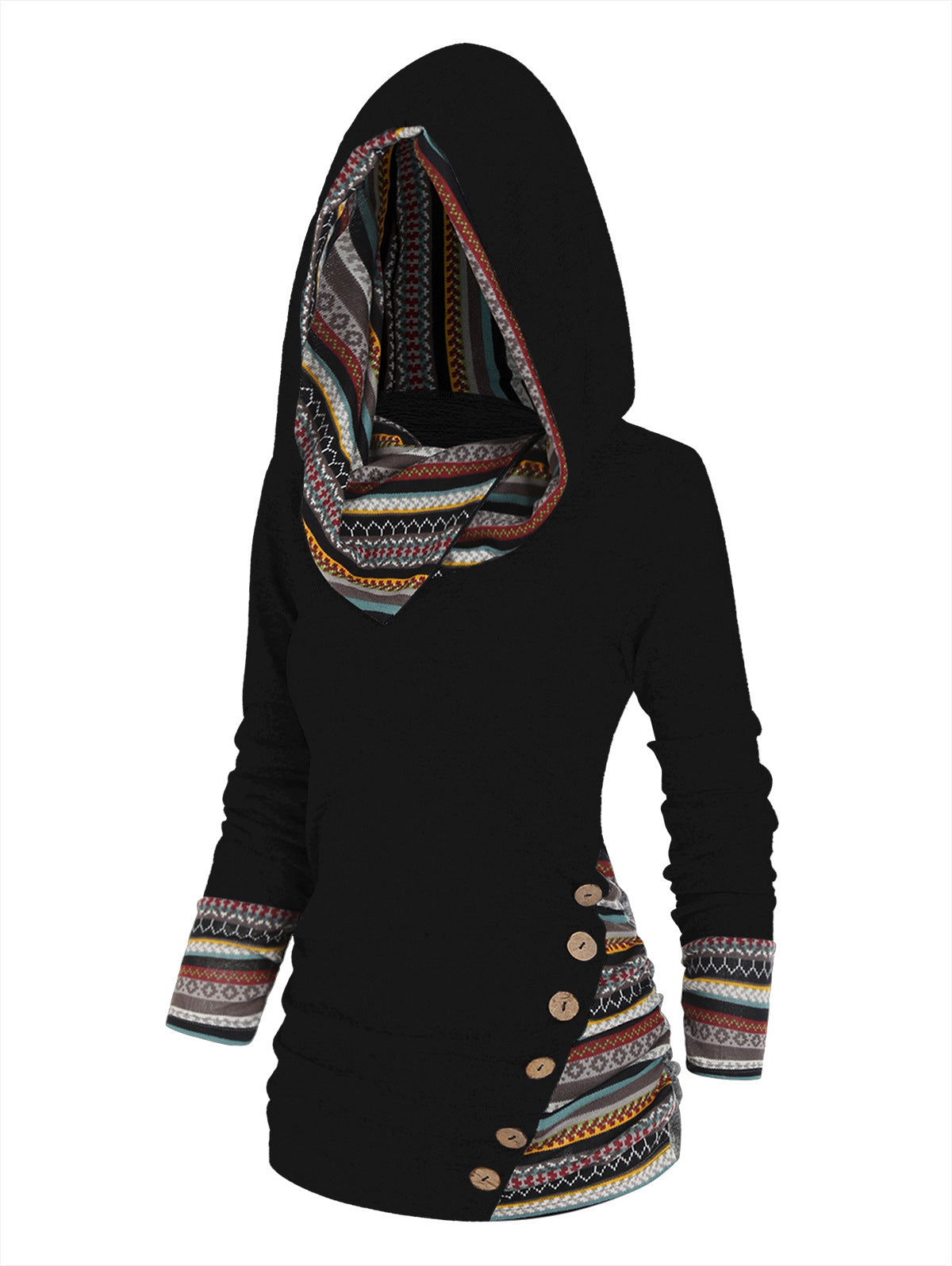 Women's Geometric Knit Button-Up Long Sleeve Top