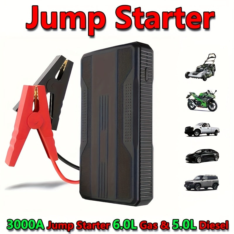 Portable Car Jump Starter Emergency Power Bank - 12V Battery Booster Charger - with Flashlight - for Cars, Motorcycles, SUVs - Safely Jump-Start A Dead Battery In Seconds, Cargador De Bateria De Carro
