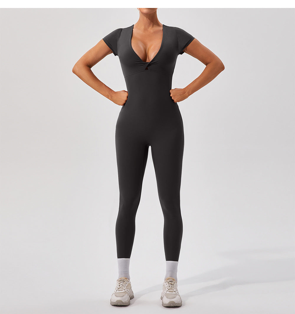 Nude-Feel Short Sleeve Yoga Jumpsuit