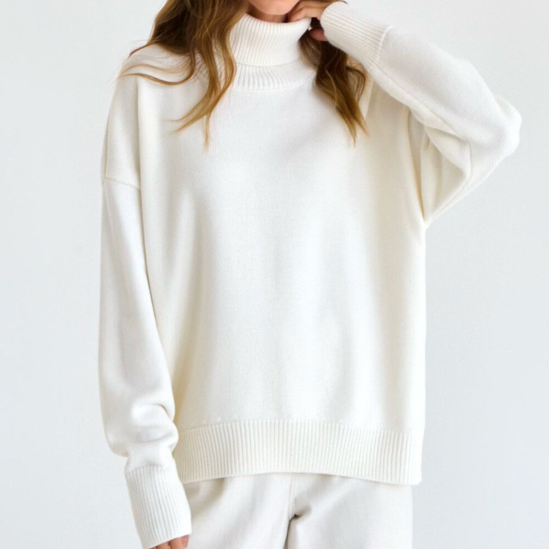 Solid-color Turtleneck Sweater for Women European and American Style