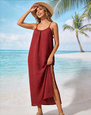 European and American Womens Fashionable Strap Maxi Dress for Vacation and Home
