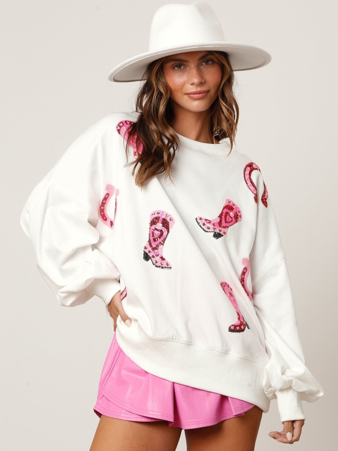 Women's Sequined Color-Block Long-Sleeve Sweater
