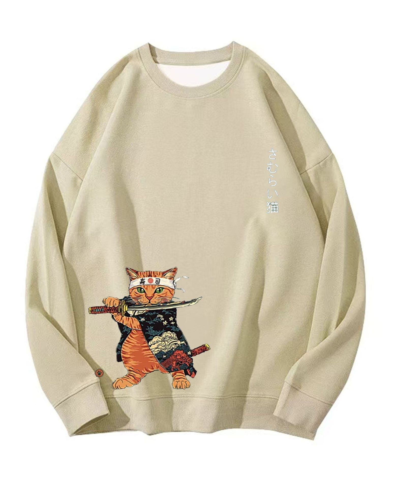 Japanese Anime Cat Print Oversized Cotton Hoodie