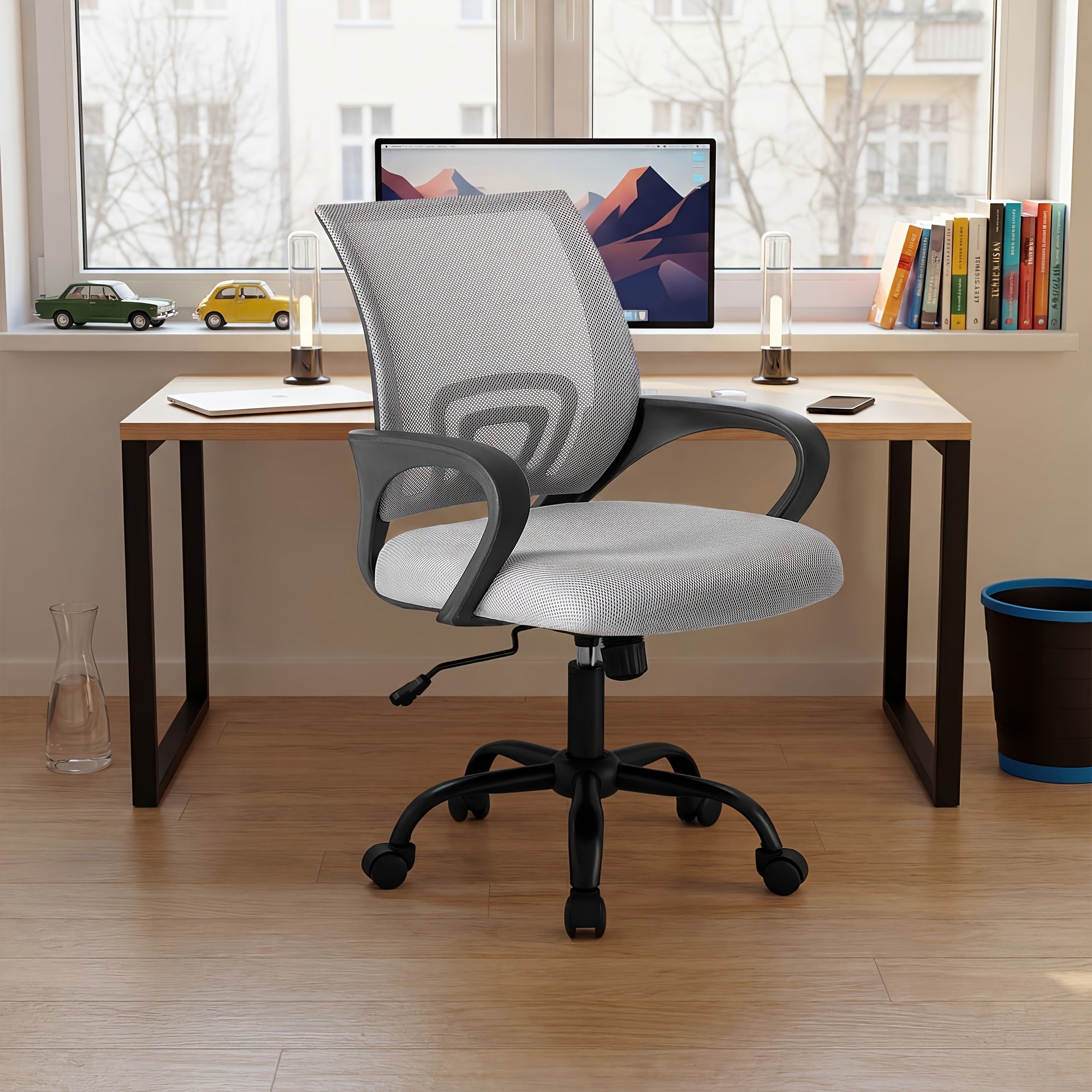Ergonomic Mid-Back Office Desk Chair with Lumbar Support and Rocking Mode