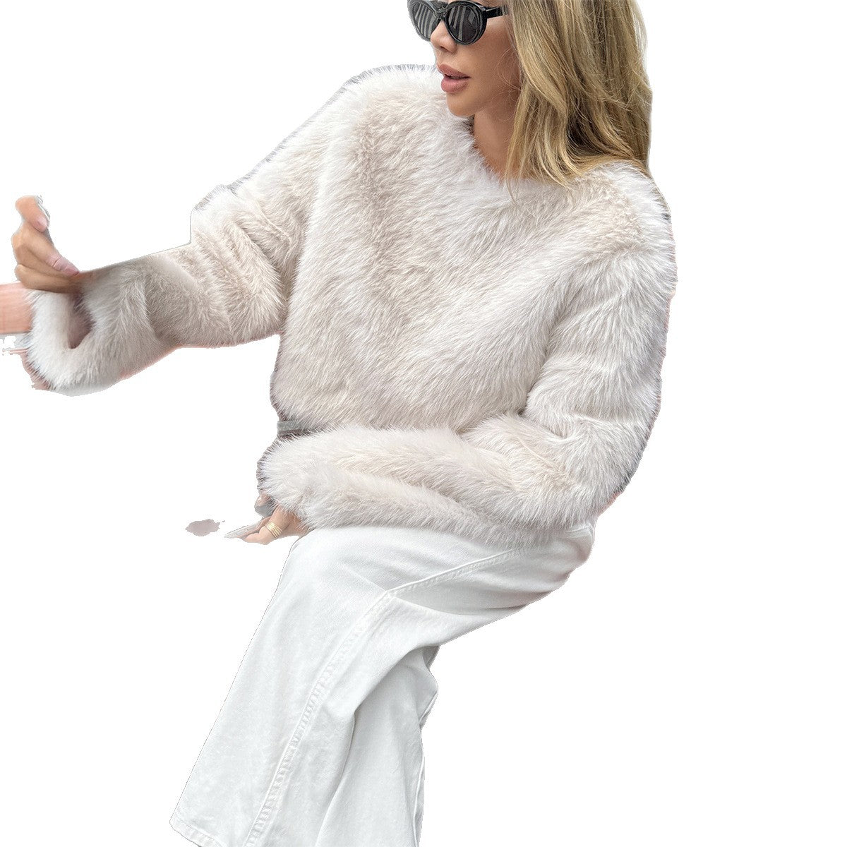 New Fluff Long Sleeve Coat for Women