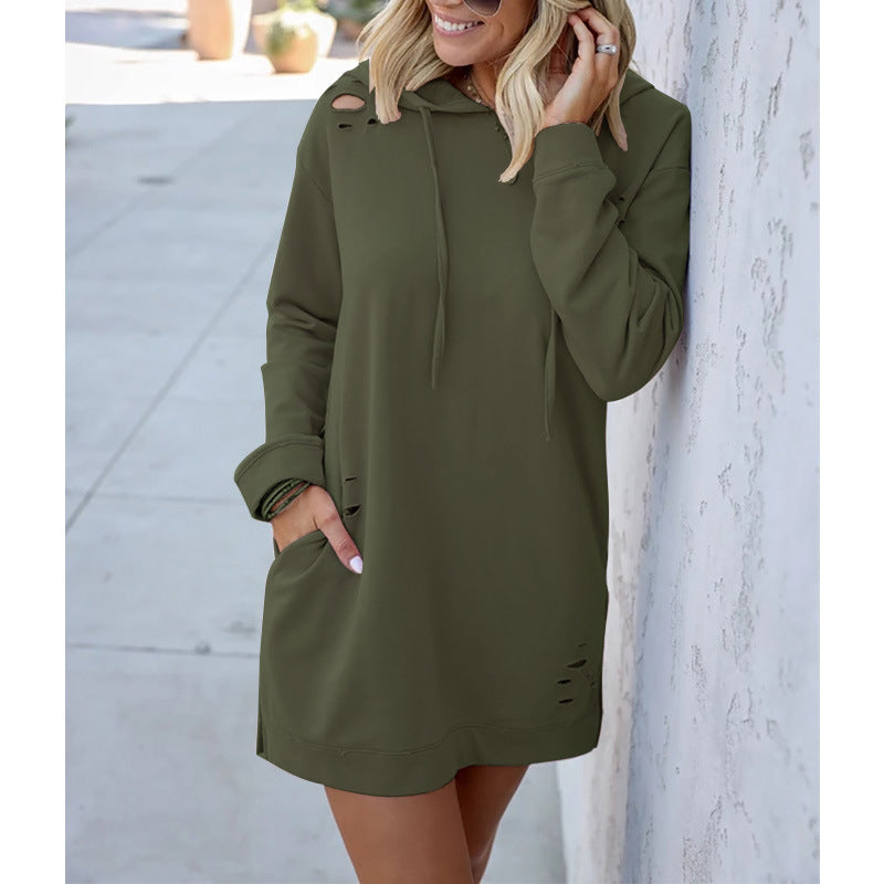 Women's Casual Loose Long Sleeve Hooded Jacket