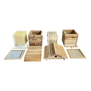 Small Wooden Beehive with Beeswax Coating and 10 Frames (4 Plastic Super Frames and 6 Brood Frames)