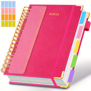 GDGDSY A5 Spiral Notebook with Ruler - 300-Page Hardcover Journal, 100GSM Thick Paper, Vintage Style, Horizontal Lines, Pink Faux Leather Cover, Ideal for Work, School, and College Planning, Notebo...