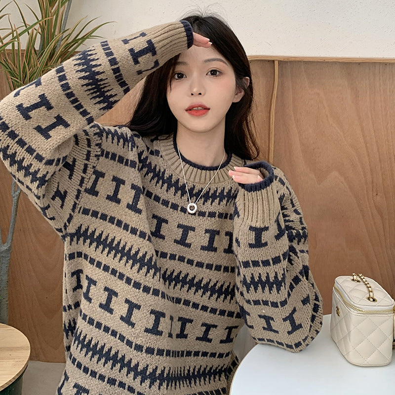 Women's Sweater Retro Lazy Style Trendy Anti-aging Slimming Temperament