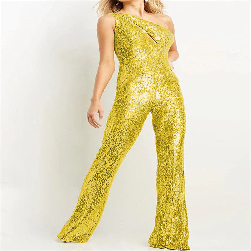 Slant Shoulder Slim Fit Party Bodysuit