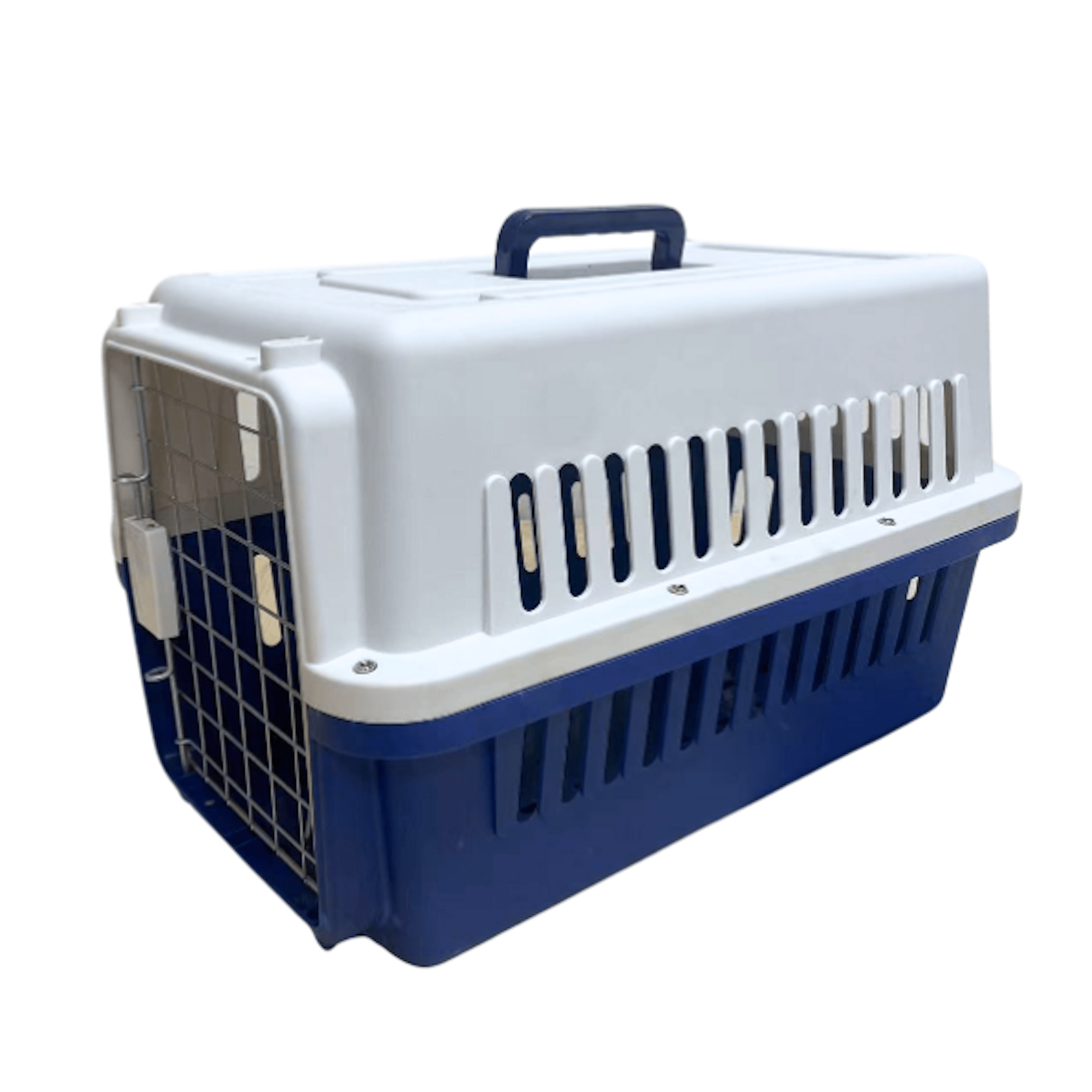 Dog Cage/cat Cage Pet Travel Carrier, Compliant Dog Crate For Pets White & Blue, Press Type Door Lock Design ABS Material, Two Size Of Medium Size And Large Size- No Wheel Medium Size Pc1002: