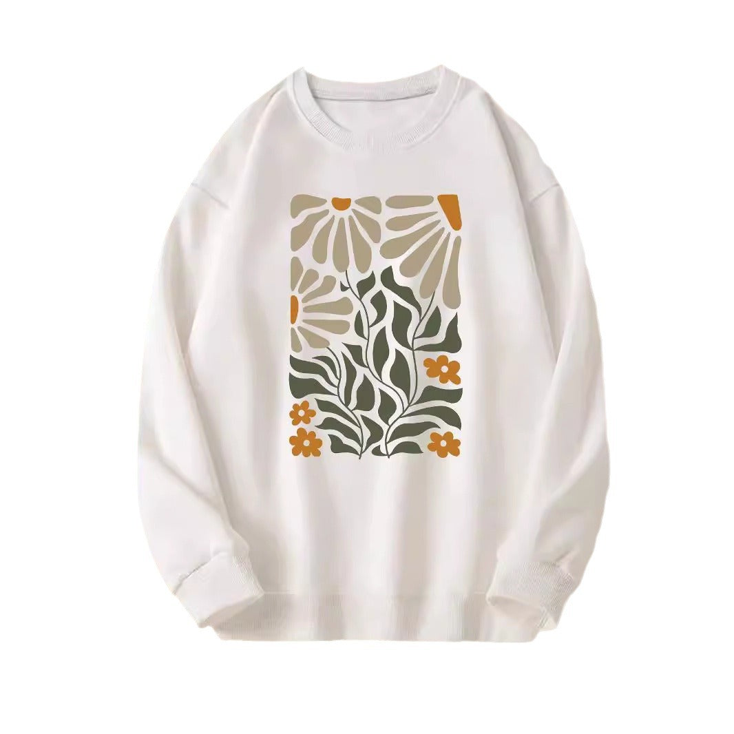 Floral Print Long Sleeve Pullover Knit Sweater