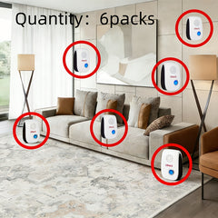 Plug-in Dual Ultrasonic Pest Repeller 6-Pack, Battery-Free, Full Coverage, Intelligent Frequency Conversion (2026 Model)