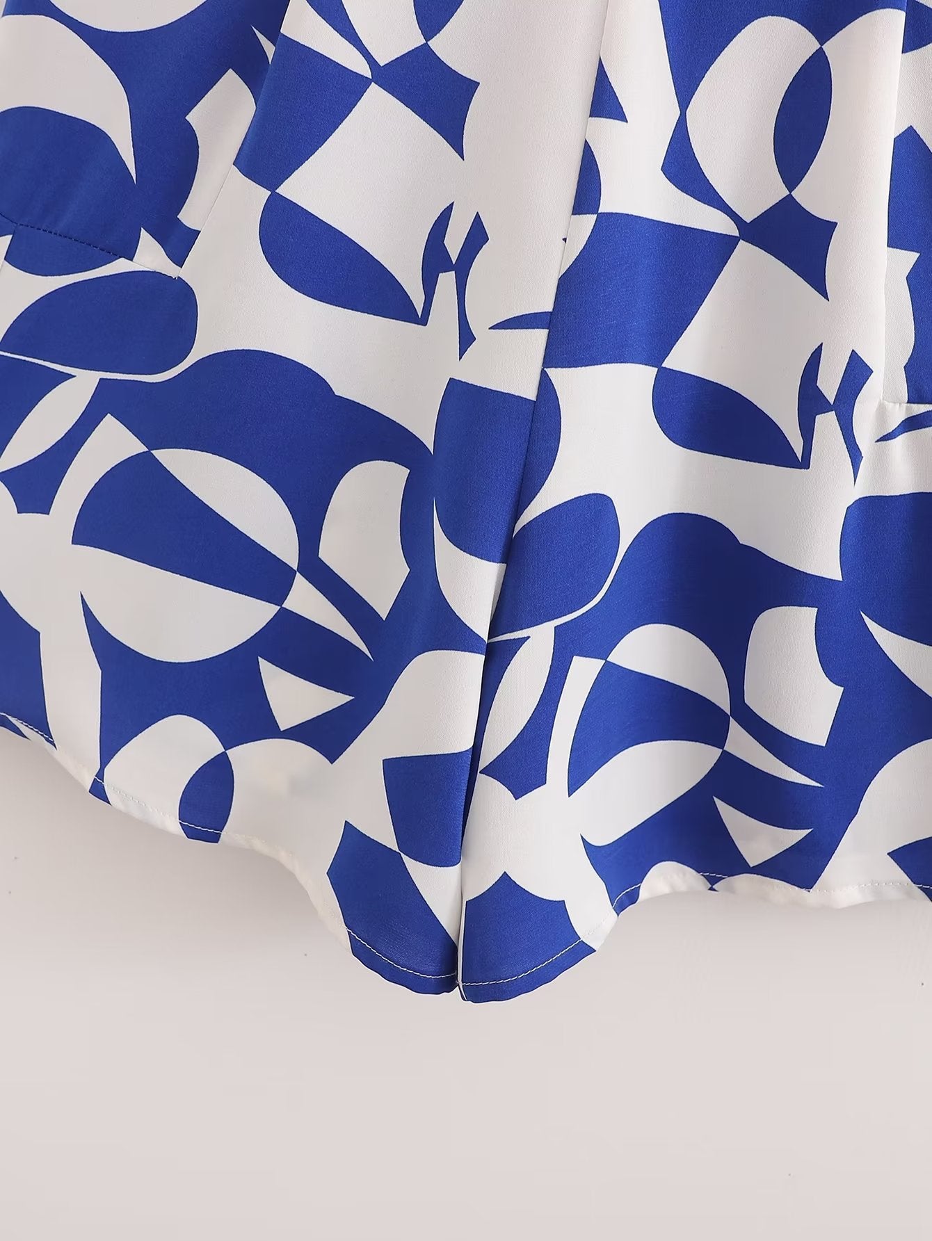 Chic Blue Print Romper Shorts for Women