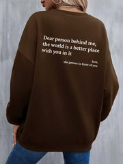 Women's Cozy Fleece-Lined Slogan Crewneck Sweatshirt