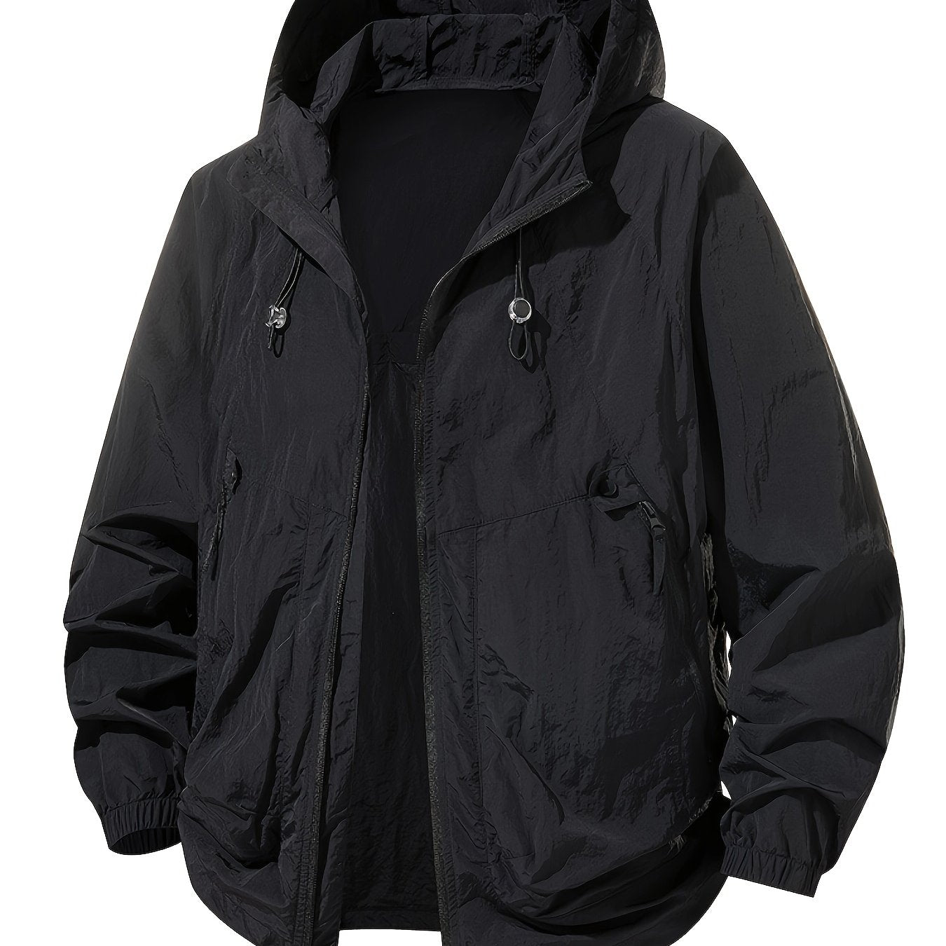 Men's Lightweight Summer Outdoor Jacket with Hood, Large Zippered Pockets – Breathable, Quick‑Dry, Casual Style for Hiking, Climbing and Fishing
