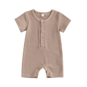 Kids' Cotton Waffle Short-Sleeve Jumpsuit