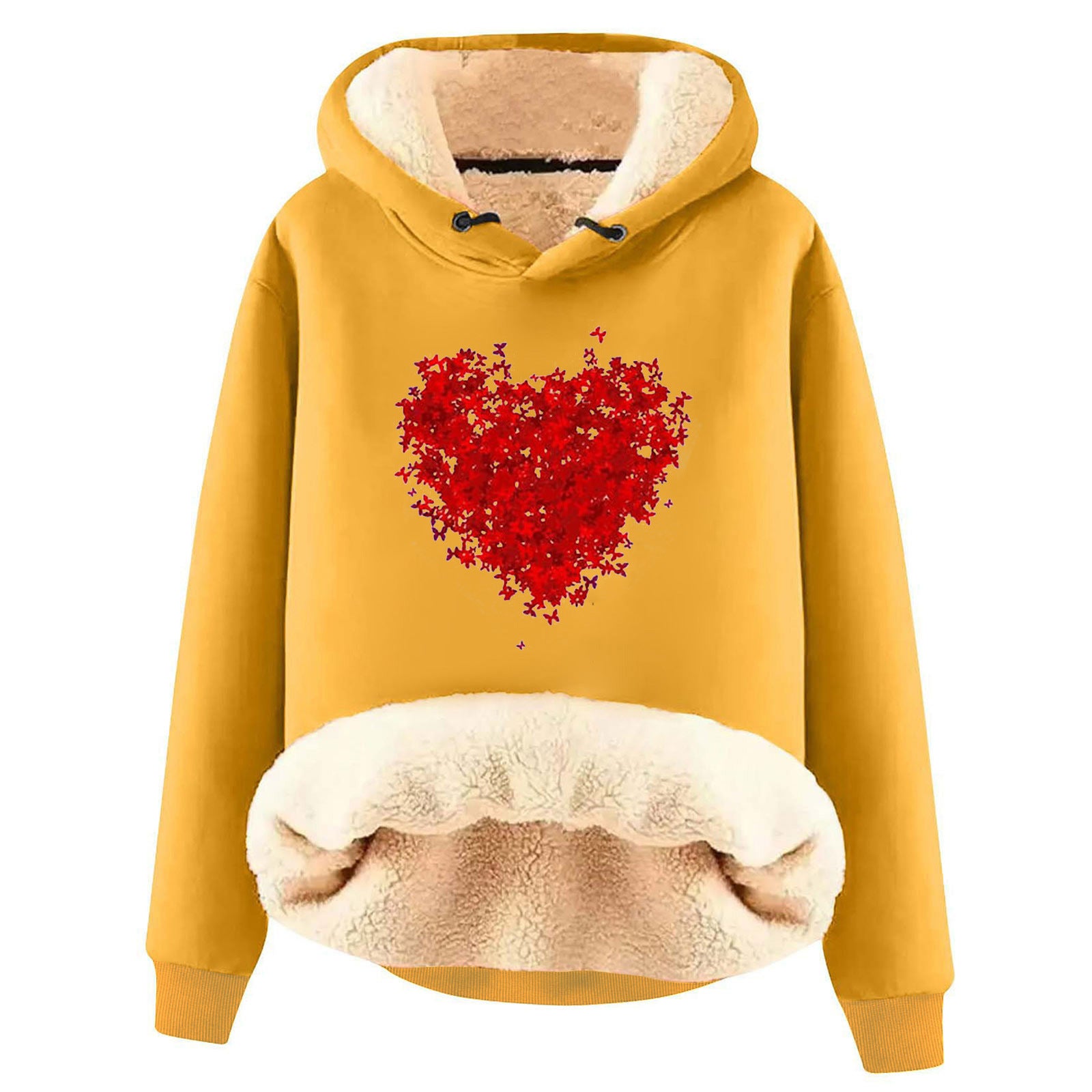 Fleece-Lined Warm Loose Hooded Pullover Sweatshirt