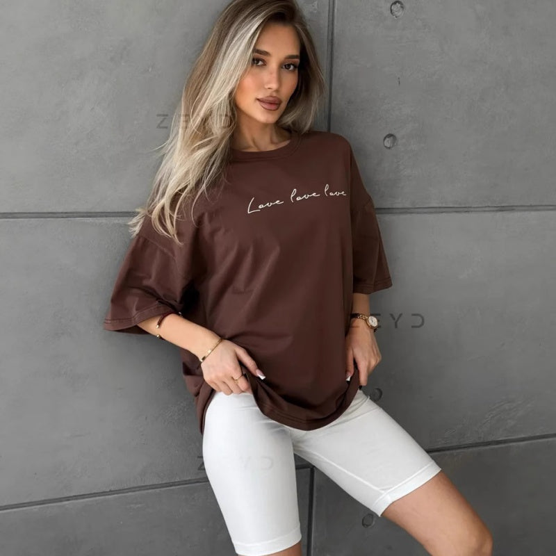 Comfortable Sweet Letter Cotton Tee – Soft, Stylish & Breathable
