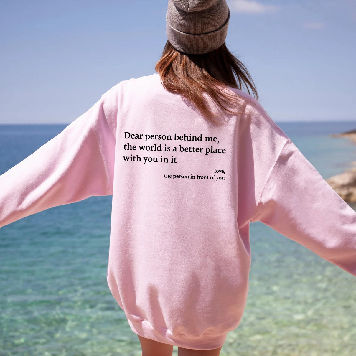 Women's Cozy Fleece-Lined Slogan Crewneck Sweatshirt