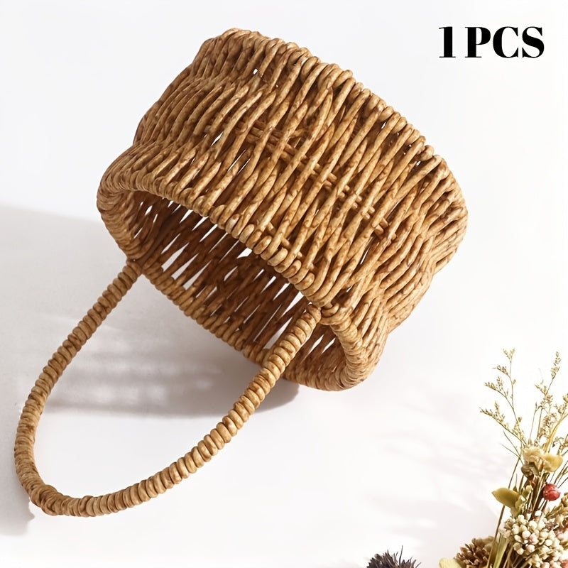 Imitation Rattan Mini Handbag Shelf Basket – European Country Style