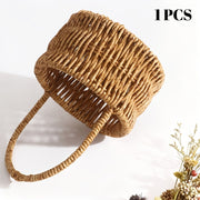 Imitation Rattan Woven Mini Shelf Basket – European Country Style Storage